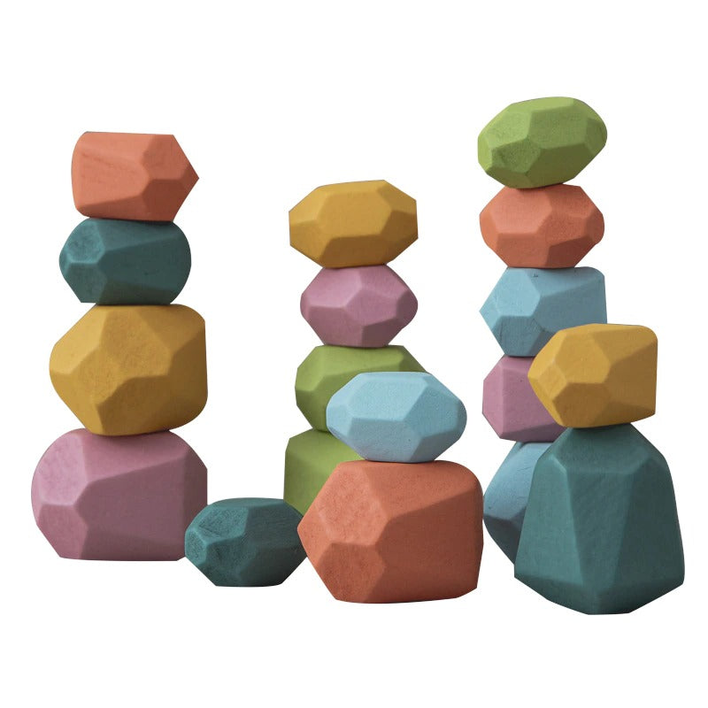 Montessori Wood Rock Set Balancing Blocks