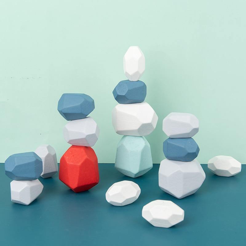Montessori Wood Rock Set Balancing Blocks - Glowsart