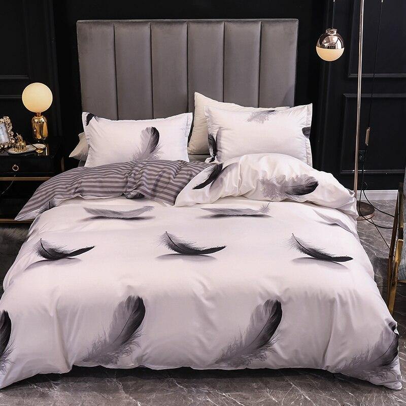 Black And White Bed Duvet Cover Set - Glowsart
